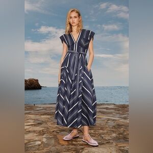 NWT ZARA STUDIO Limited Edition Godet striped belted midi dress - Small